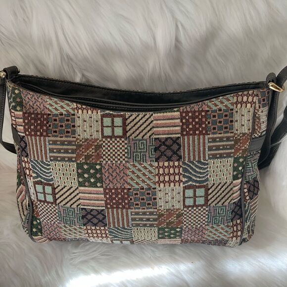 SAS multi color fabric tapestry with gray leather trim adjustable should… - Picture 5 of 14